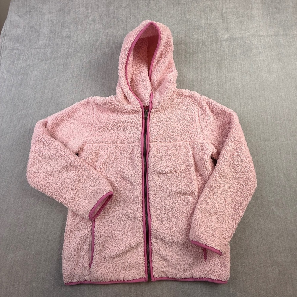 Hanna Andersson Girls Pink Sherpa Fleece Full‎ Zip Hoodie Jacket Size 10 140cm